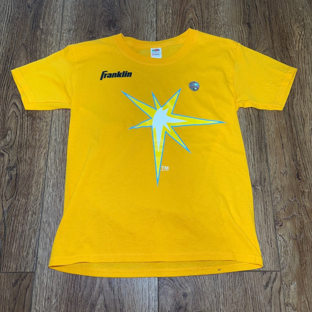 MLB Tampa Bay Rays Youth Small Yellow Graphic T-Shirt Sunburst Logo Baseball
